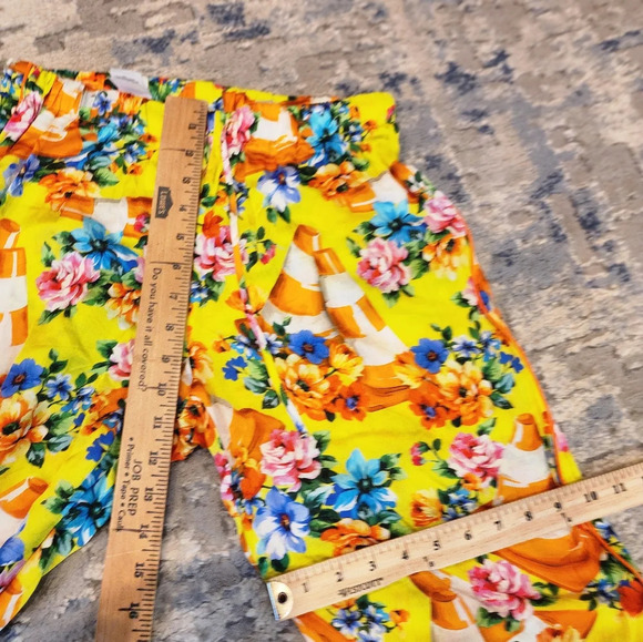 Moschino Couture Silk Traffic Cone Floral Pull On Pants Construction Size 8 - Picture 8 of 16